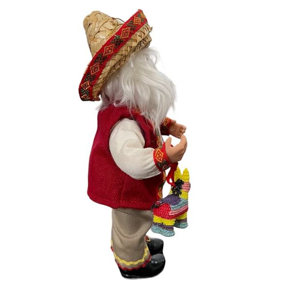 Mexican Santa Figure Piñata Sombrero Hanging Ornament Handcrafted RARE - Picture 2 of 16